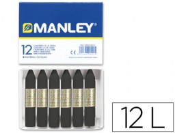 12 lápices cera blanda Manley unicolor negro nº30